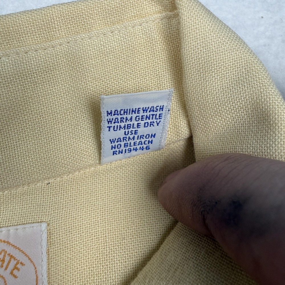 Vintage Brooks Brothers Brooksgate Shirt Mens 15.5 33 Yellow Cotton Long Sleeve - Picture 4 of 8